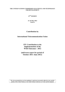 ITU Contribution to the Implementation of the WSIS