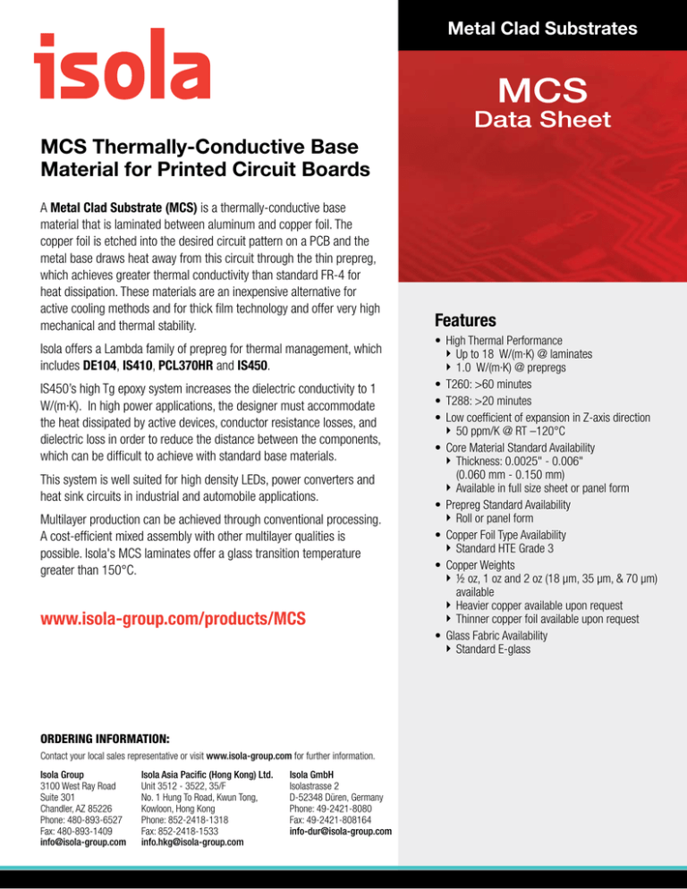 Mcs Sheet metal-clad substrates