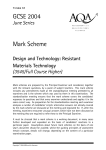 AQA Mark Scheme June 2004