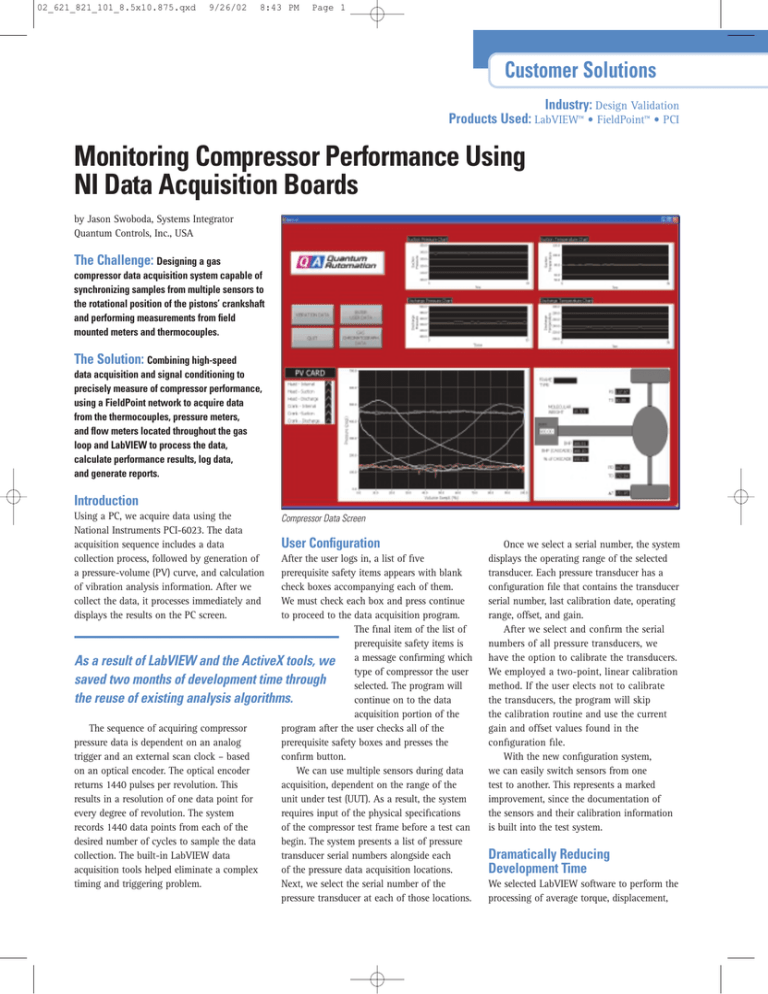Monitoring Compressor Performance Using NI Data Acquisition