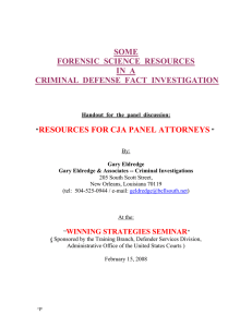 Some Forensic Science Resources In A Criminal Defense Fact