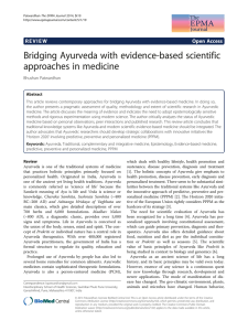 Bridging Ayurveda with evidence-based scientific approaches in