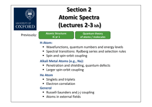 Atomic Spectroscopy (Lectures 2, 3, 4)