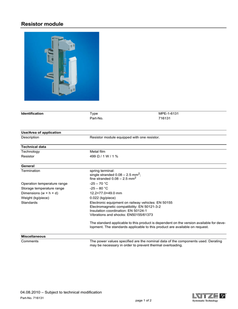Resistor module