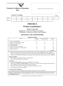 2011 Physics Written examination 1