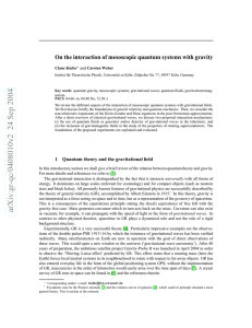 On the interaction of mesoscopic quantum systems with gravity