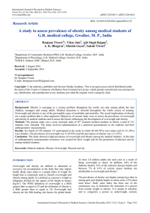 A study to assess prevalence of obesity among medical students of