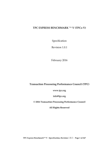 TPC EXPRESS BENCHMARK ™ V (TPCx