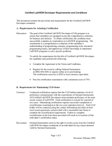 Certified LabVIEW Developer Requirements and Conditions Page 1