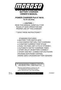 Moroso 74016 Battery Charger Installation Instructions