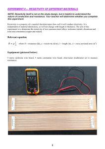 EXPERIMENT 0 – RESISTIVITY OF DIFFERENT
