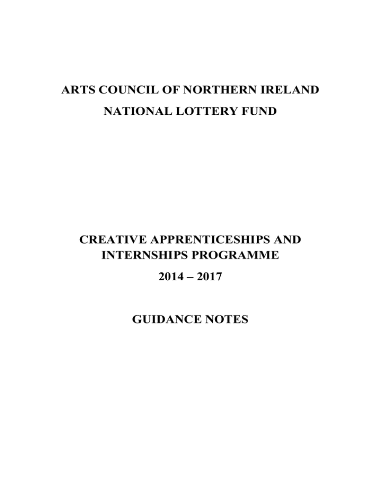Programme Guidance Notes Arts Council of Northern Ireland
