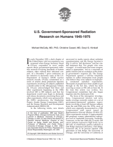 U.S. Government-Sponsored Radiation Research on Humans 1945