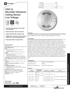 OAC-U, MicroSet Ultrasonic Ceiling Sensor Low Voltage