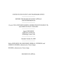 united states patent and trademark office before the board of patent