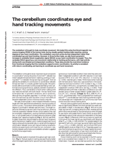 The cerebellum coordinates eye and hand tracking movements