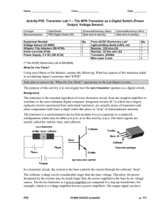 Transistor Lab 1 – The NPN Transistor as a Digital Switch