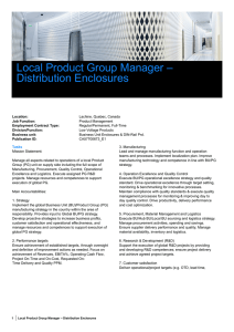Local Product Group Manager – Distribution Enclosures
