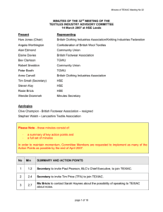 Minutes of last meeting, actions and matters arising