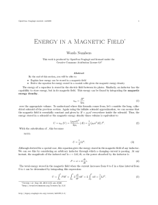 Energy in a Magnetic Field∗