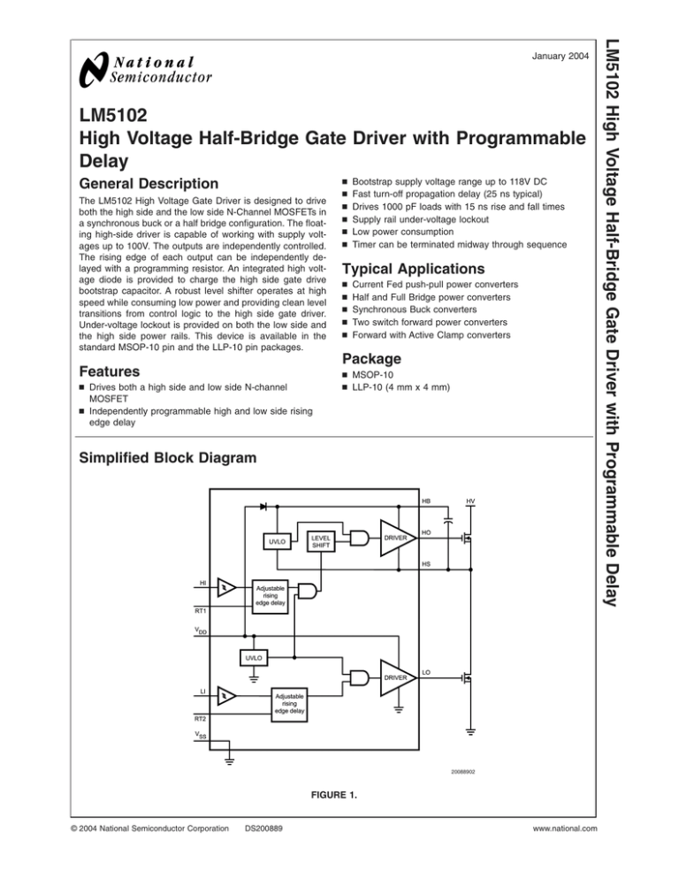 LM5102 High Voltage HalfBridge Gate Driver with Programmable