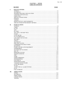 Rev 1.04 CHAPTER 3 - SEWER TABLE OF CONTENTS SECTION