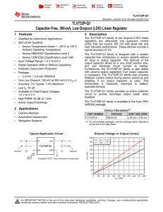 TLV733P-Q1 Capacitor-Free, 300-mA, Low