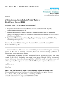 International Journal of Molecular Science Best Paper Award 2014