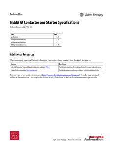 NEMA AC Contactor and Starter Specifications