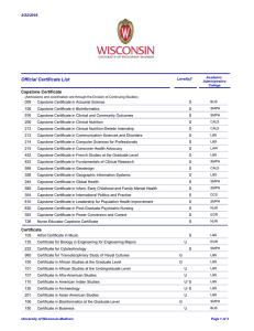 Official Certificate List - University of Wisconsin–Madison