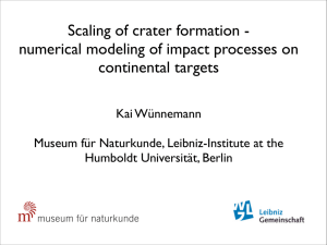 Scaling of crater formation - numerical modeling of impact processes