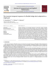The transient temporal response of a flexible bridge deck subjected