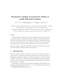 Stochastic models of polymeric fluids at small Deborah number
