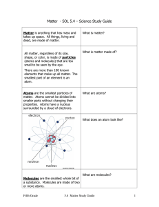 Matter - SOL 5.4 – Science Study Guide