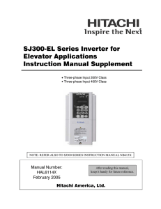 SJ300-EL Elevator Inverter Instruction Manual Supplement HAL6114X