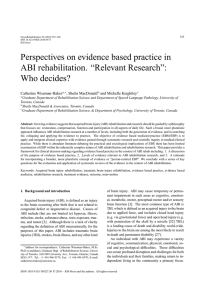 Perspectives on evidence based practice in ABI