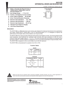 SN75179B DIFFERENTIAL DRIVER AND RECEIVER PAIR