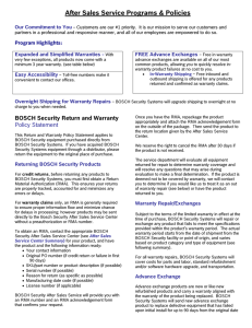 Bosch Warranty - Security Camera Systems
