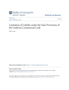 Limitation of Liability under the Sales Provisions of