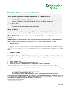 SCHNEIDER ELECTRIC LIMITED WARRANTY