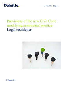 Provisions of the new Civil Code modifying contractual