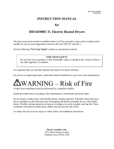 WARNING – Risk of Fire