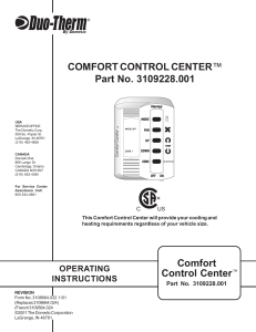 4-5-01 3109228.001 Comfort Control Center Operating Instructions