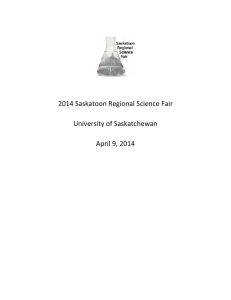 2014 Saskatoon Regional Science Fair University of Saskatchewan