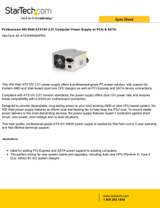 Professional 400 Watt ATX12V 2.01 Computer Power Supply w