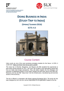 DOING BUSINESS IN INDIA (STUDY TRIP TO INDIA)