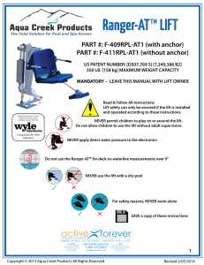 Ranger Pool Lift Manual