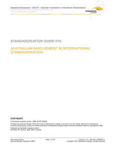 Australian involvement in international standardisation