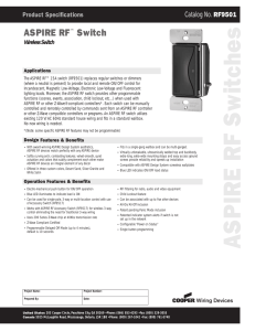 Aspire RF RF9501 Spec Sheet - SmartHome