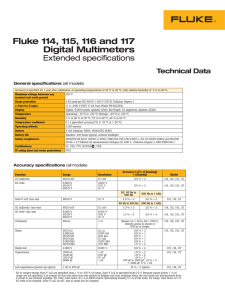 Fluke 114, 115, 116 and 117 Digital Multimeters